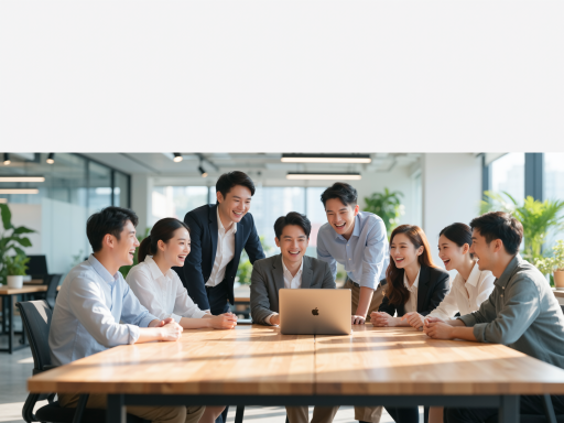 公司团队合影，现代化办公环境，开放式办公空间，技术团队成员集体照